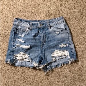 American Eagle Outfitters Light Blue Distressed Jean Shorts